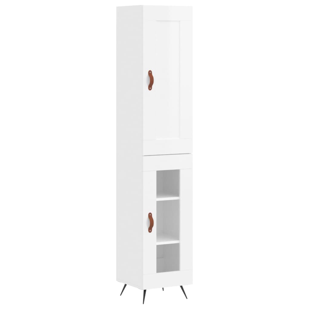 Buffet haut Blanc brillant 34,5x34x180 cm Bois d'ingénierie - XIOS