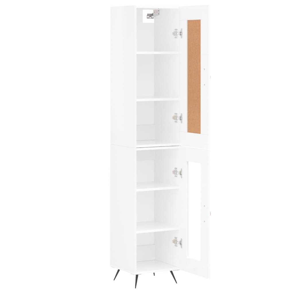 Buffet haut Blanc brillant 34,5x34x180 cm Bois d'ingénierie - XIOS