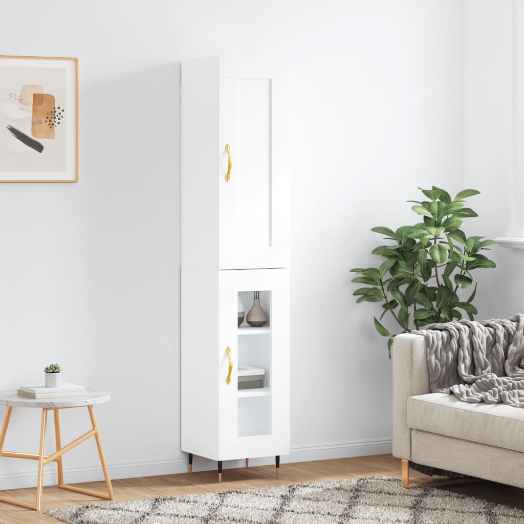 Buffet haut Blanc 34,5x34x180 cm Bois d'ingénierie - XIOS