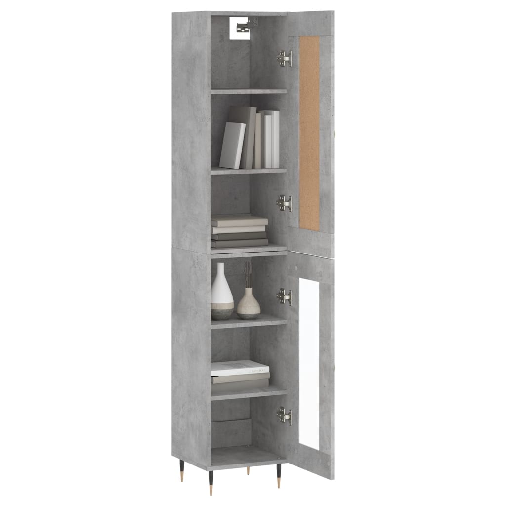 Buffet haut Gris béton 34,5x34x180 cm Bois d'ingénierie - XIOS