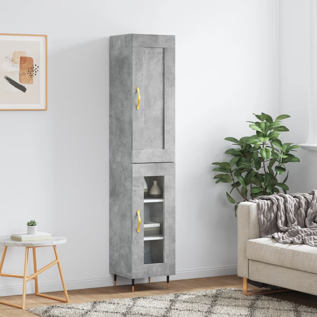 Buffet haut Gris béton 34,5x34x180 cm Bois d'ingénierie - XIOS