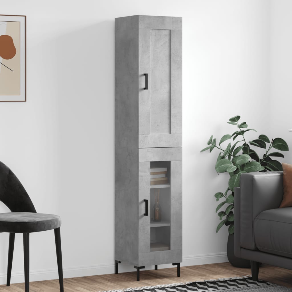 Buffet haut Gris béton 34,5x34x180 cm Bois d'ingénierie - XIOS