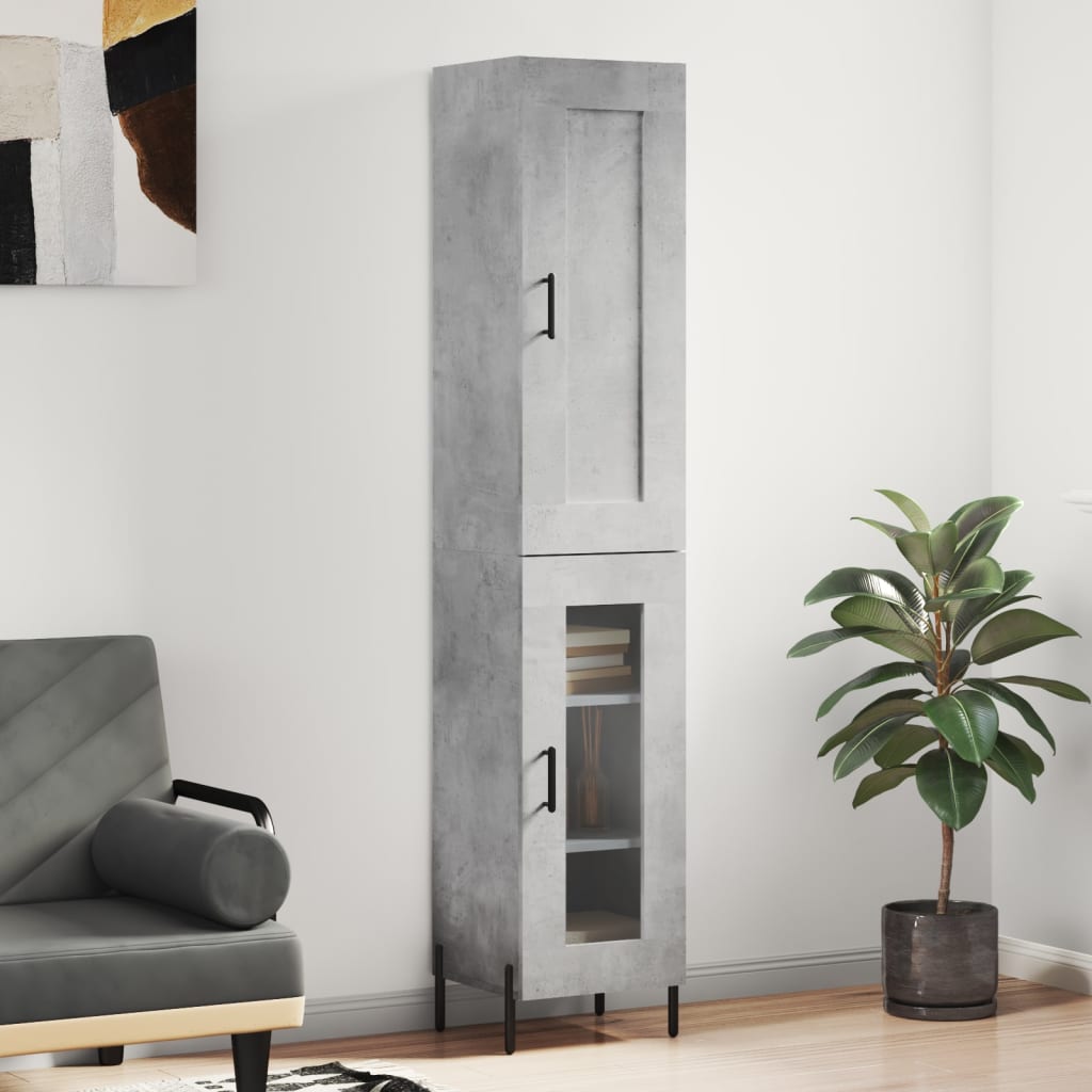Buffet haut Gris béton 34,5x34x180 cm Bois d'ingénierie - XIOS