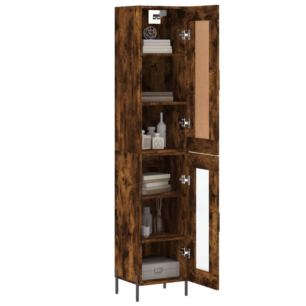 Buffet haut Chêne fumé 34,5x34x180 cm Bois d'ingénierie - XIOS