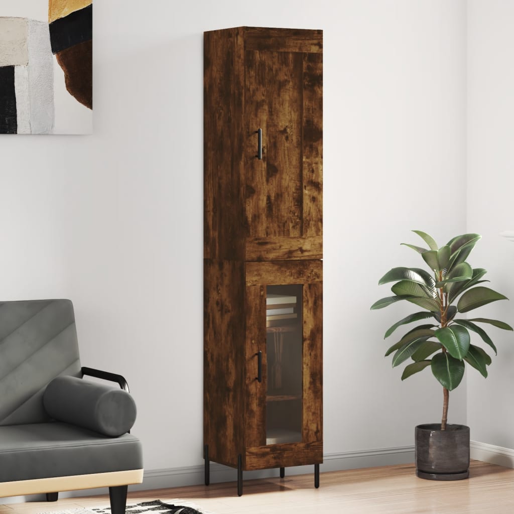 Buffet haut Chêne fumé 34,5x34x180 cm Bois d'ingénierie - XIOS