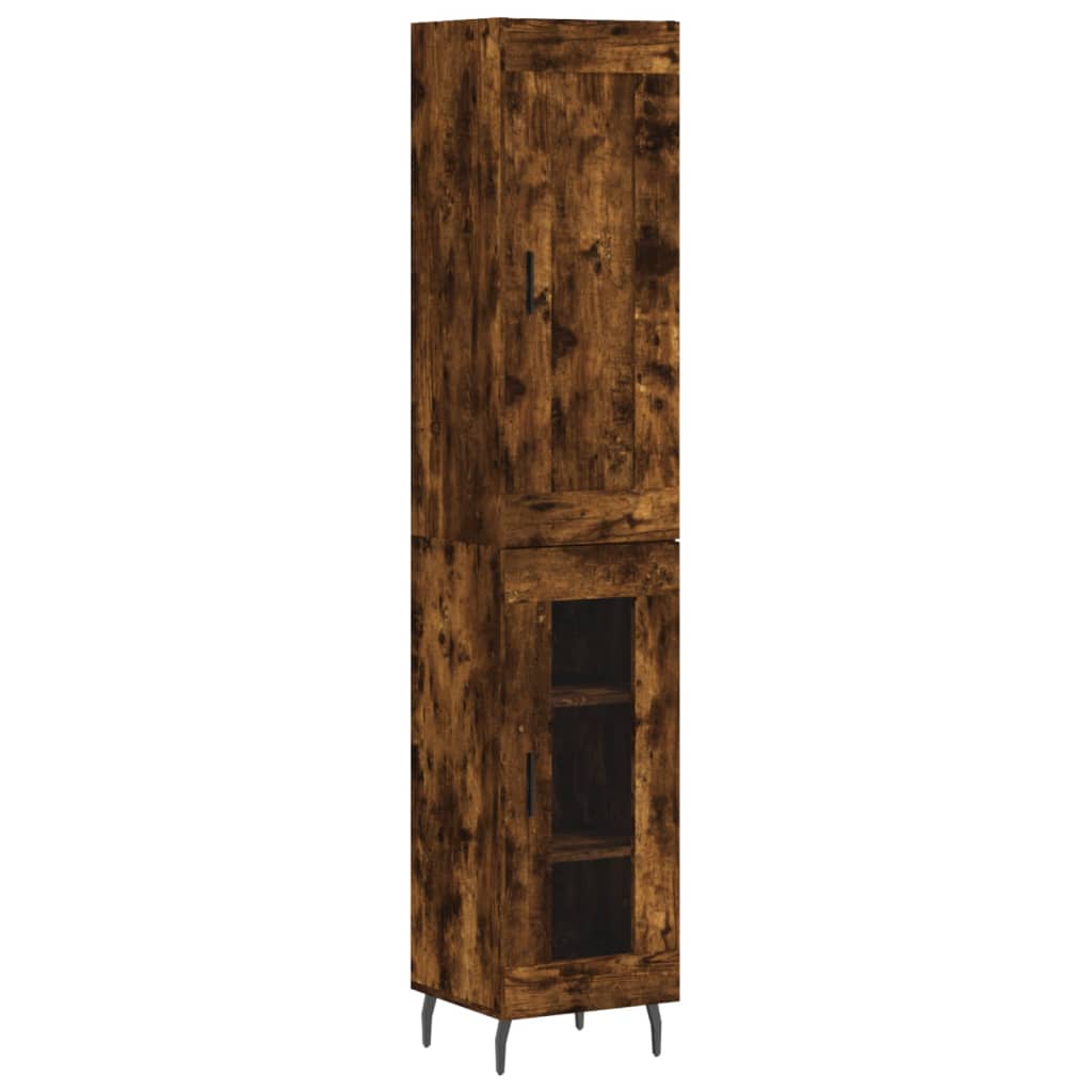 Buffet haut Chêne fumé 34,5x34x180 cm Bois d'ingénierie - XIOS