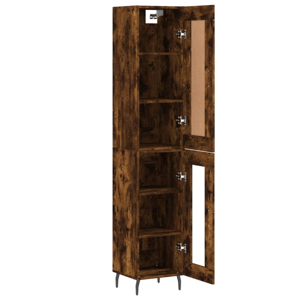 Buffet haut Chêne fumé 34,5x34x180 cm Bois d'ingénierie - XIOS