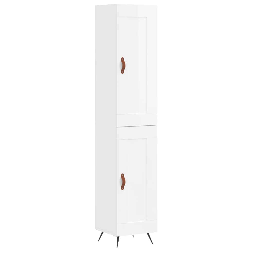 Buffet haut Blanc brillant 34,5x34x180 cm Bois d'ingénierie - XIOS