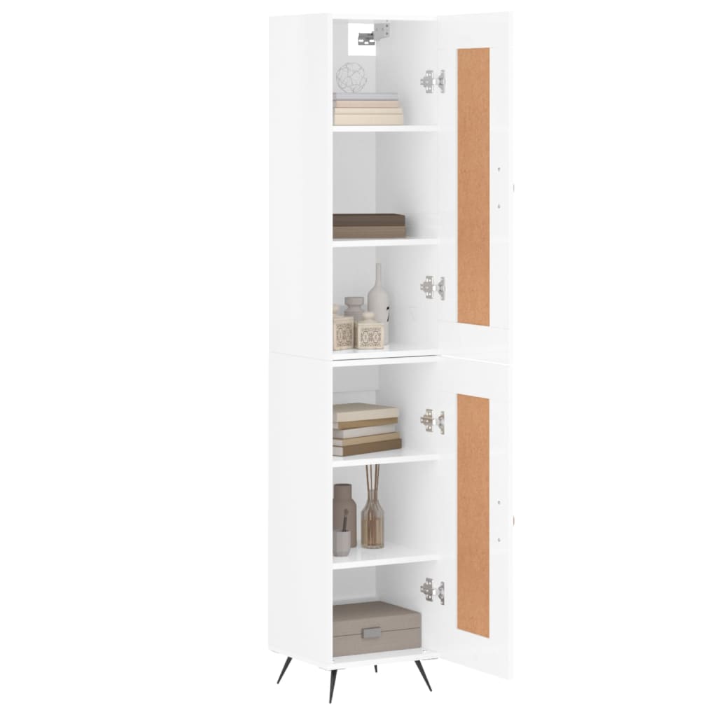 Buffet haut Blanc brillant 34,5x34x180 cm Bois d'ingénierie - XIOS