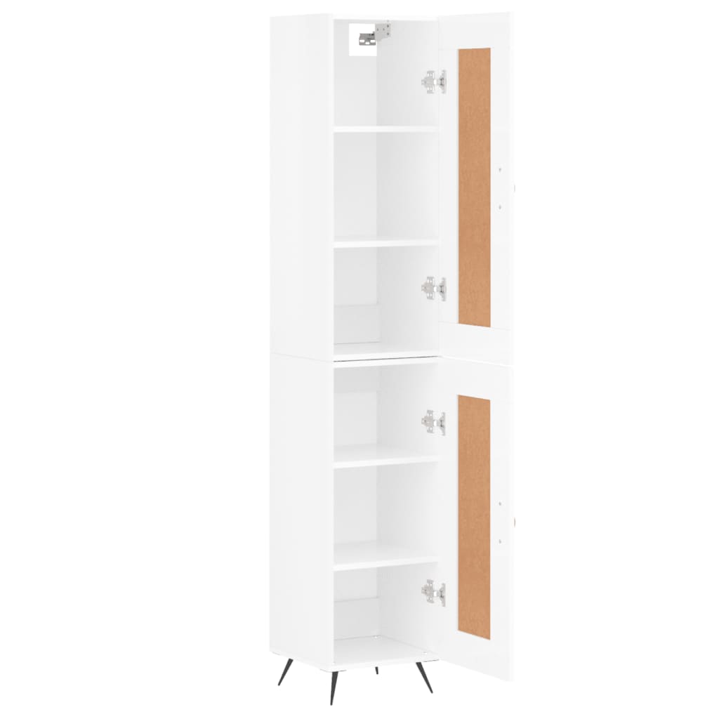 Buffet haut Blanc brillant 34,5x34x180 cm Bois d'ingénierie - XIOS
