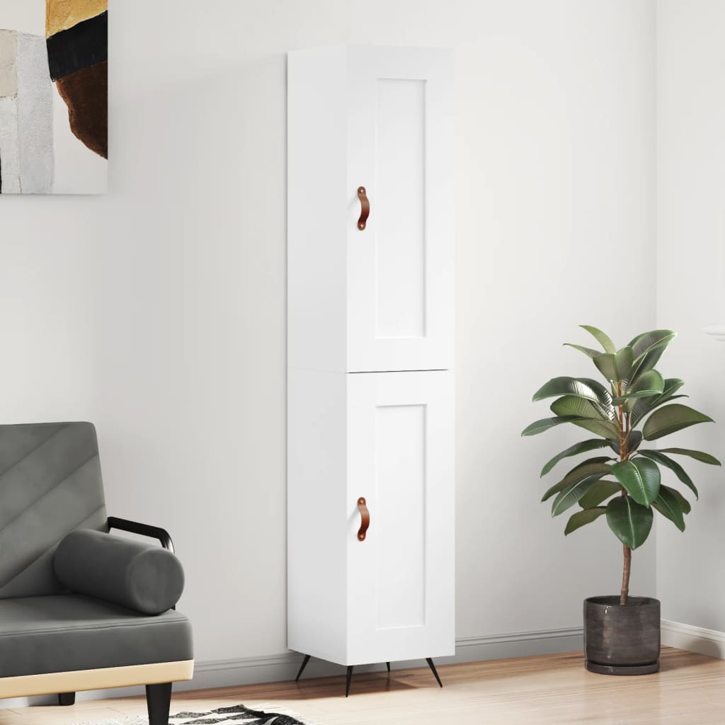 Buffet haut Blanc brillant 34,5x34x180 cm Bois d'ingénierie - XIOS