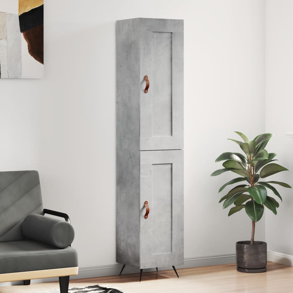 Buffet haut Gris béton 34,5x34x180 cm Bois d'ingénierie - XIOS