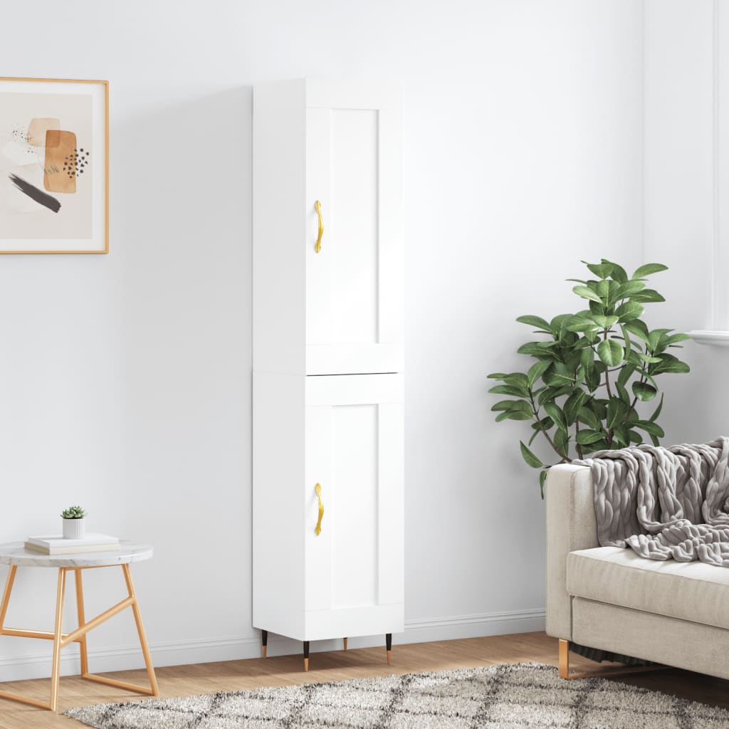 Buffet haut Blanc 34,5x34x180 cm Bois d'ingénierie - XIOS
