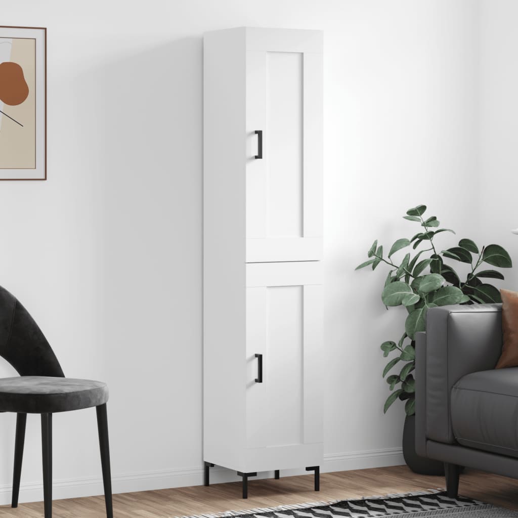 Buffet haut Blanc 34,5x34x180 cm Bois d'ingénierie - XIOS