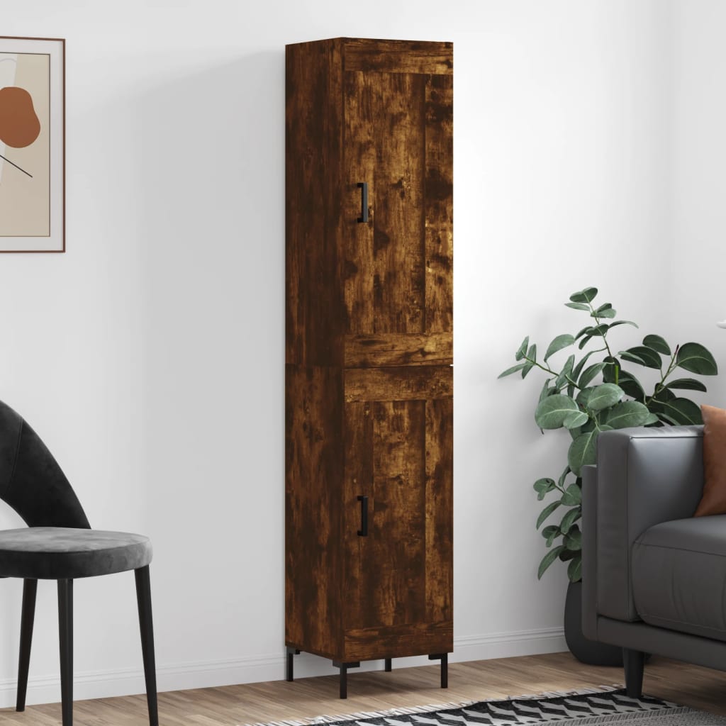 Buffet haut Chêne fumé 34,5x34x180 cm Bois d'ingénierie - XIOS