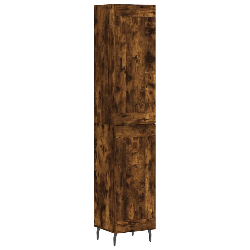 Buffet haut Chêne fumé 34,5x34x180 cm Bois d'ingénierie - XIOS