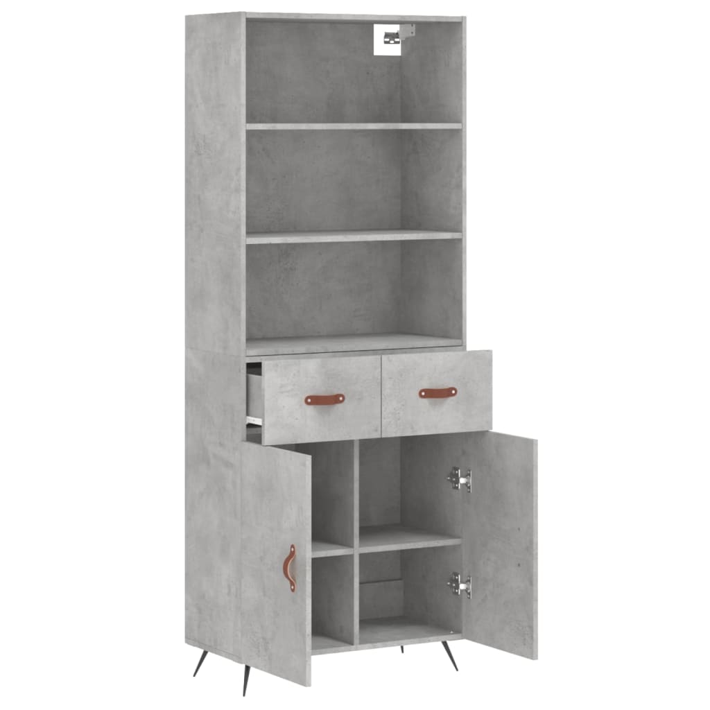 Buffet haut Gris béton 69,5x34x180 cm Bois d'ingénierie - XIOS