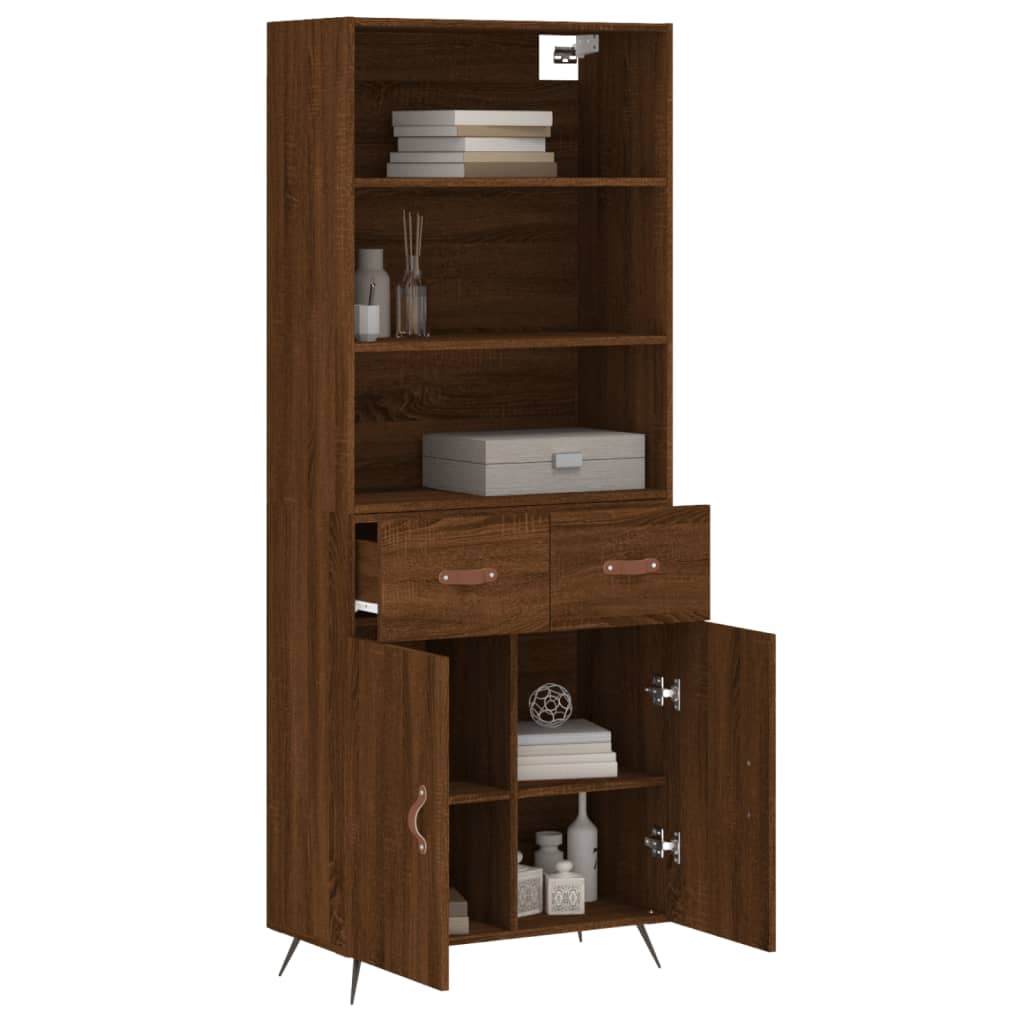 Buffet haut Chêne marron 69,5x34x180 cm Bois d'ingénierie Buffets & bahuts vidaXL