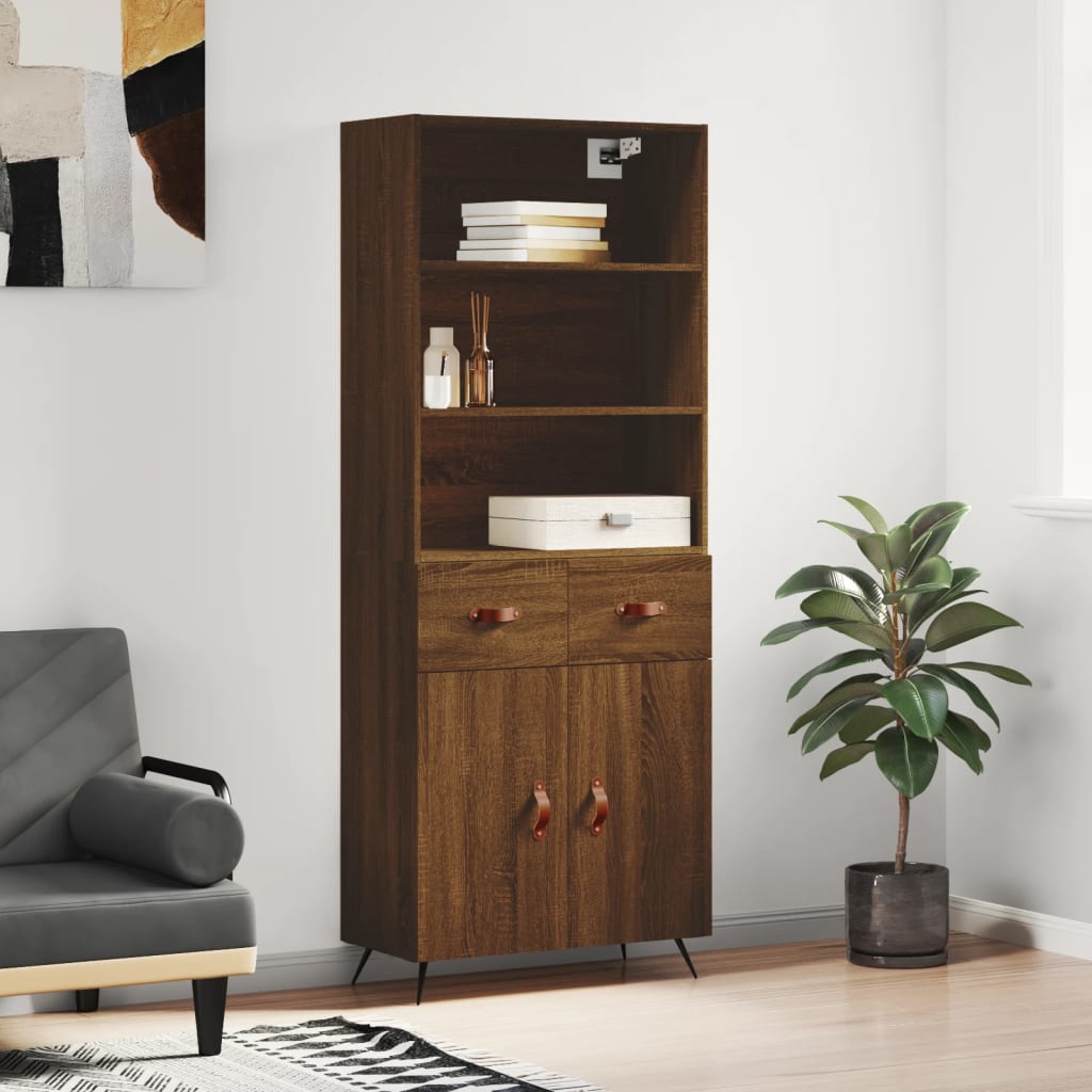 Buffet haut Chêne marron 69,5x34x180 cm Bois d'ingénierie Buffets & bahuts vidaXL