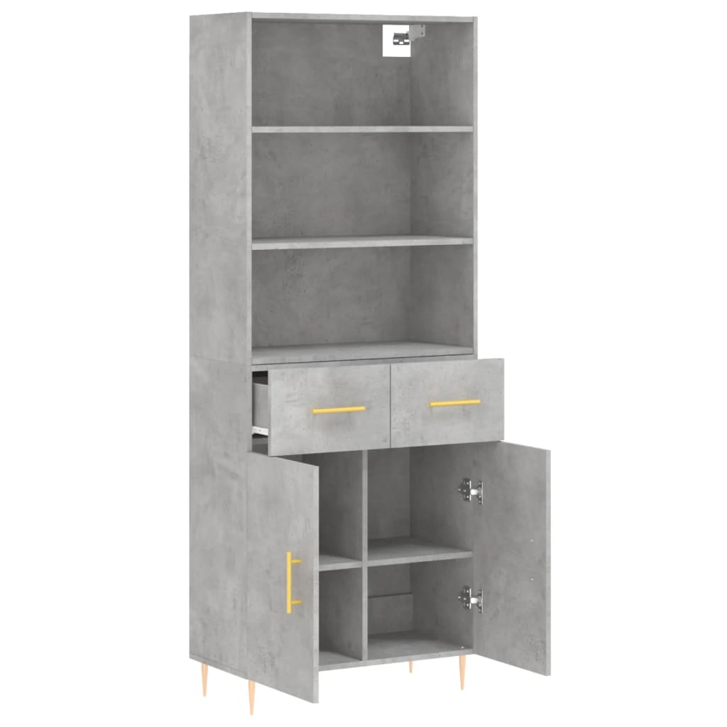 Buffet haut Gris béton 69,5x34x180 cm Bois d'ingénierie - XIOS