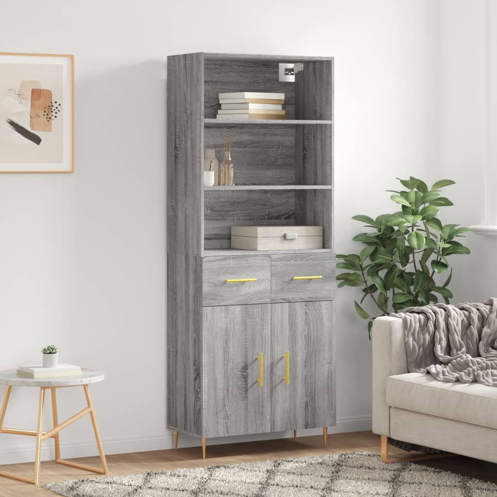 Buffet haut Sonoma gris 69,5x34x180 cm Bois d'ingénierie - XIOS