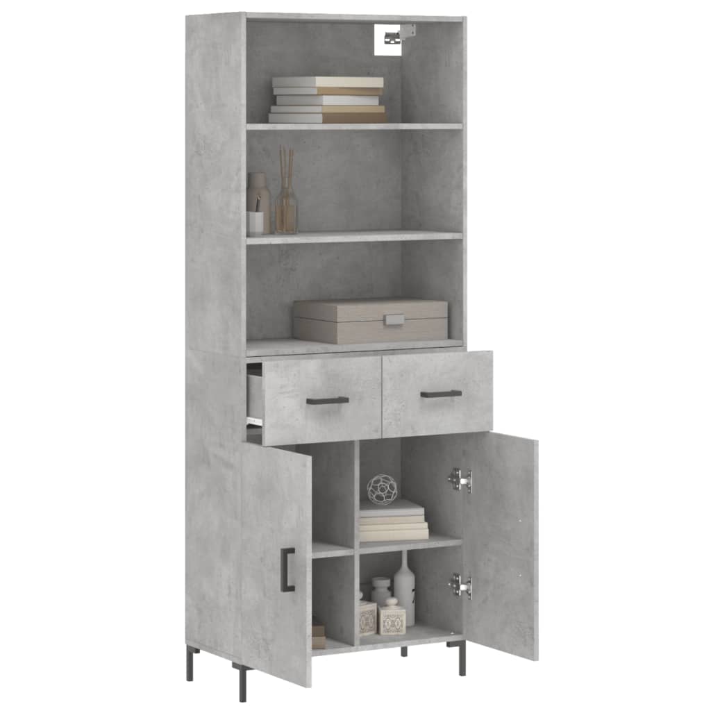 Buffet haut Gris béton 69,5x34x180 cm Bois d'ingénierie - XIOS
