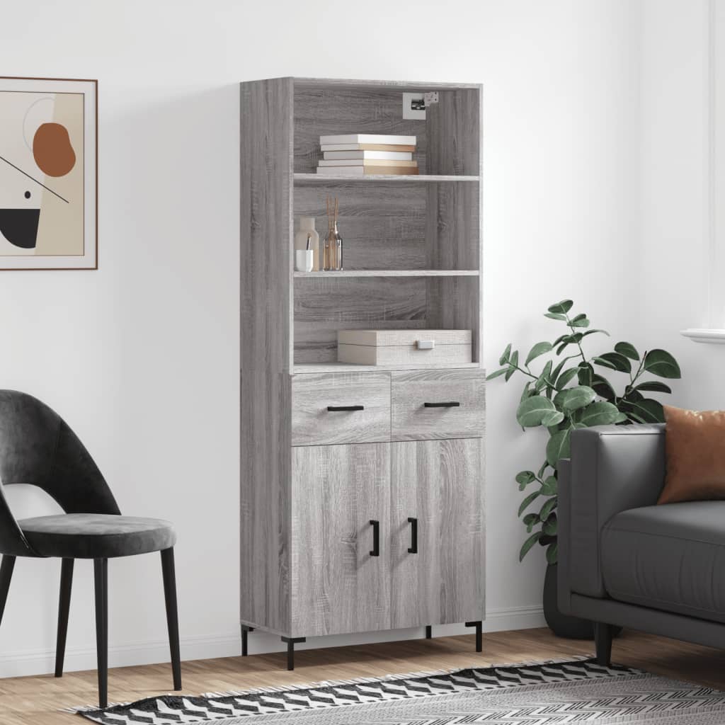 Buffet haut Sonoma gris 69,5x34x180 cm Bois d'ingénierie - XIOS