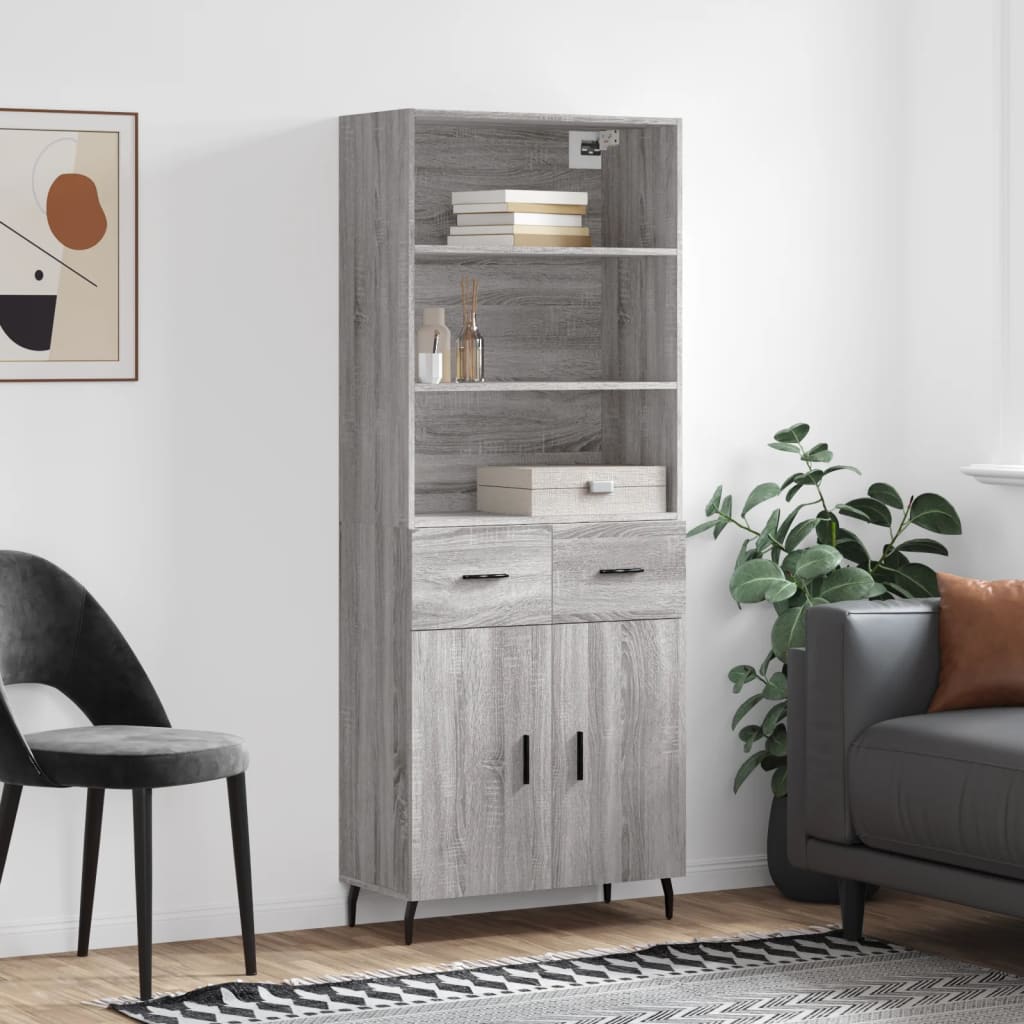 Buffet haut Sonoma gris 69,5x34x180 cm Bois d'ingénierie - XIOS