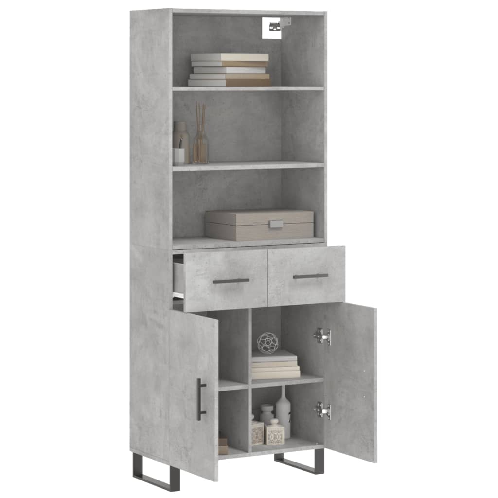 Buffet haut Gris béton 69,5x34x180 cm Bois d'ingénierie - XIOS