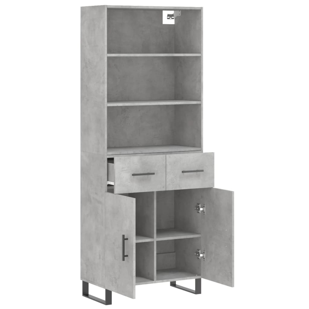 Buffet haut Gris béton 69,5x34x180 cm Bois d'ingénierie - XIOS