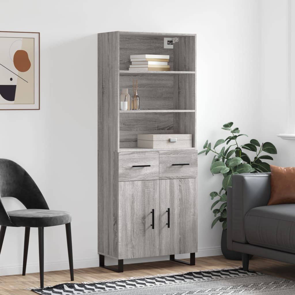 Buffet haut Sonoma gris 69,5x34x180 cm Bois d'ingénierie - XIOS