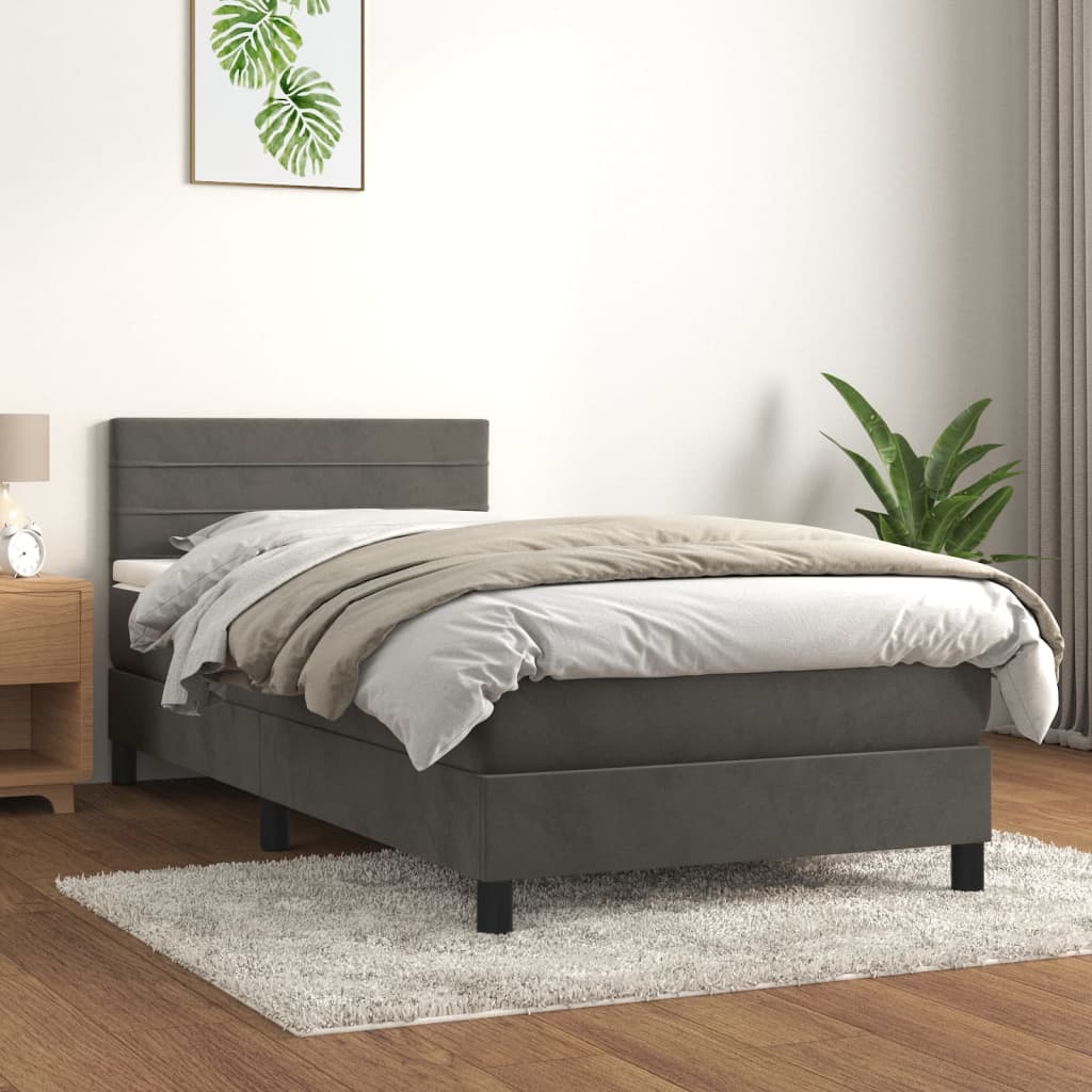 Sommier à lattes de lit et matelas Gris foncé 90x190 cm Velours - XIOS