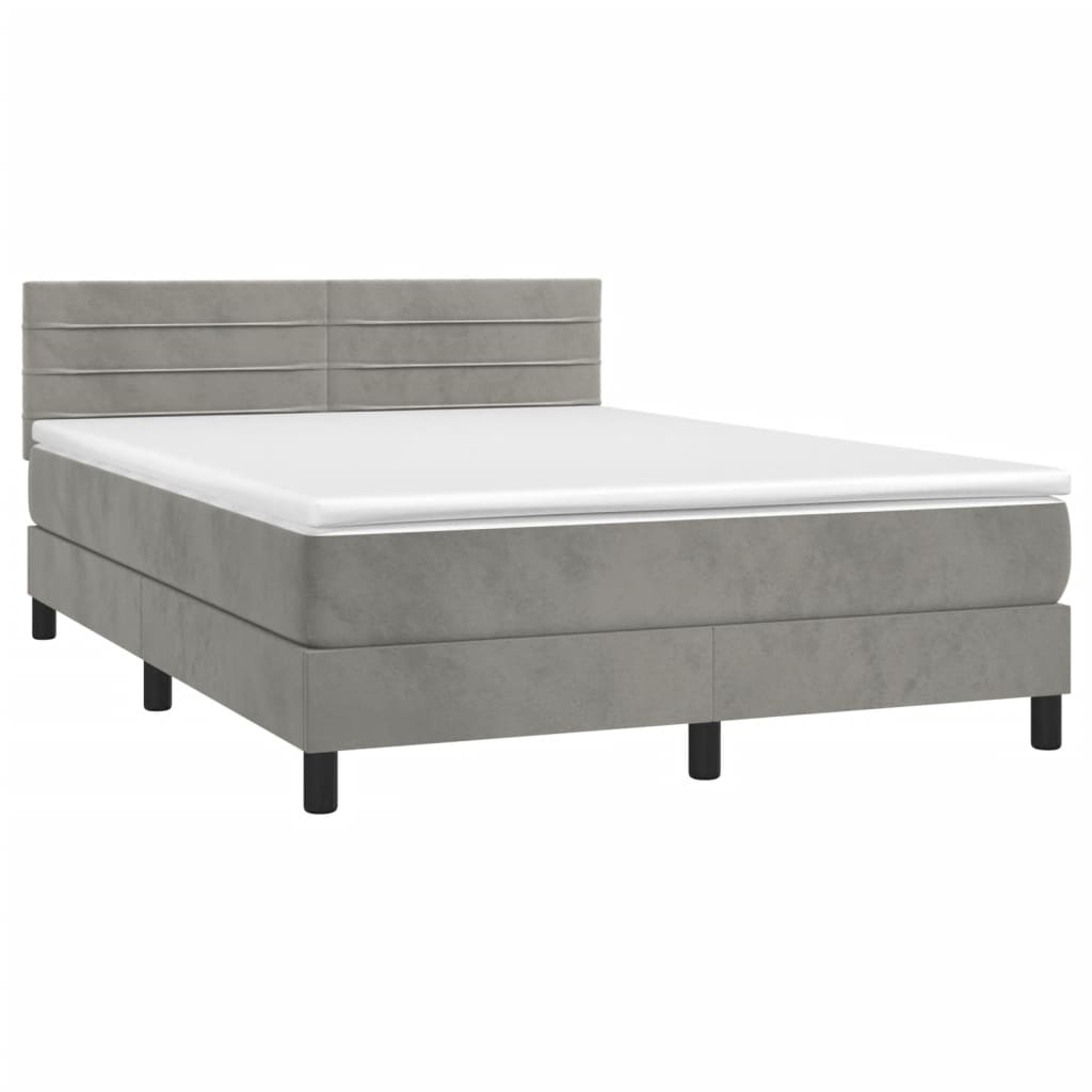 Sommier à lattes de lit et matelas Gris clair 140x190cm Velours - XIOS