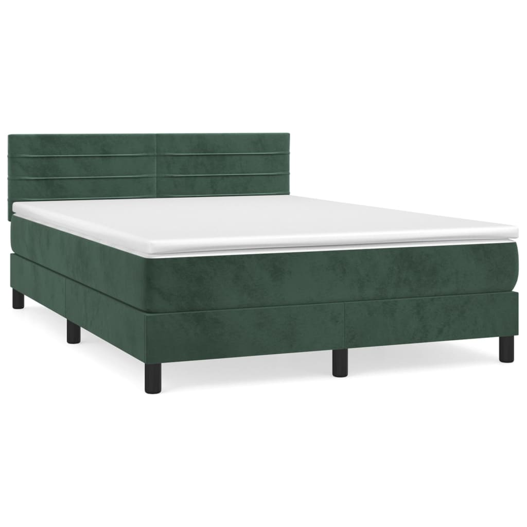 Sommier à lattes de lit et matelas Vert foncé 140x190cm Velours - XIOS