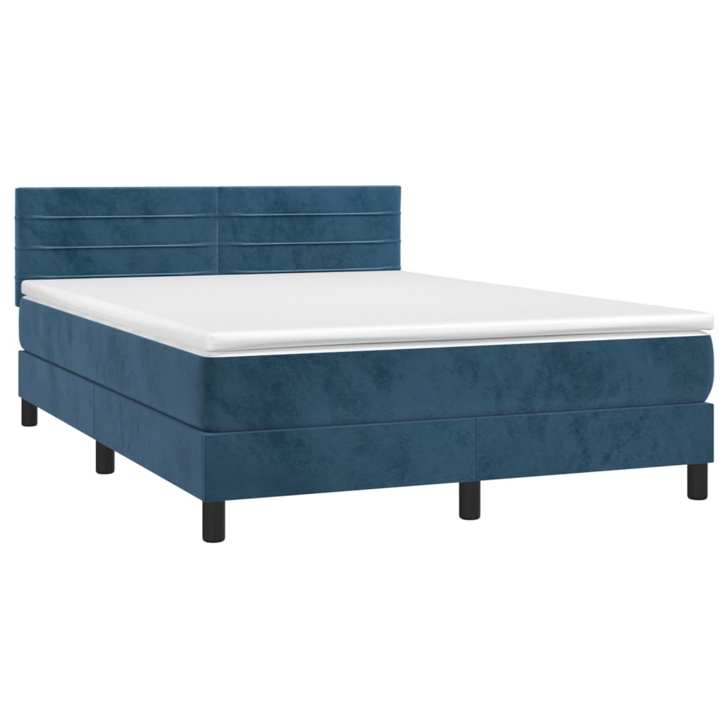 Sommier à lattes de lit et matelas Bleu foncé 140x190cm Velours - XIOS