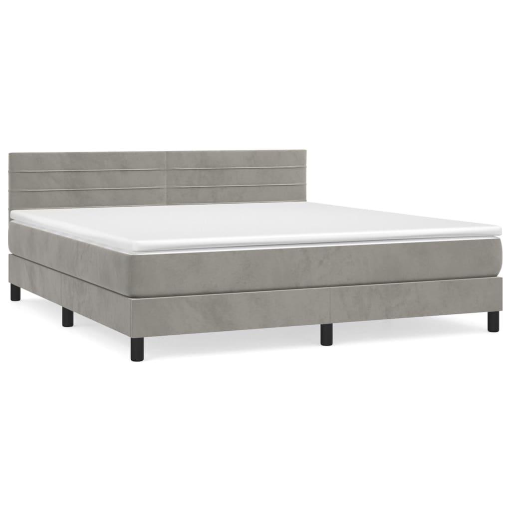 Sommier à lattes de lit et matelas Gris clair 160x200cm Velours - XIOS