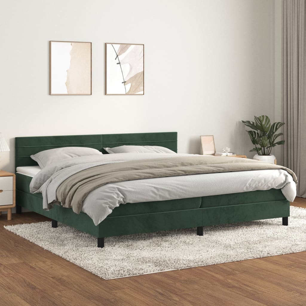 Sommier à lattes de lit et matelas Vert foncé 200x200cm Velours - XIOS