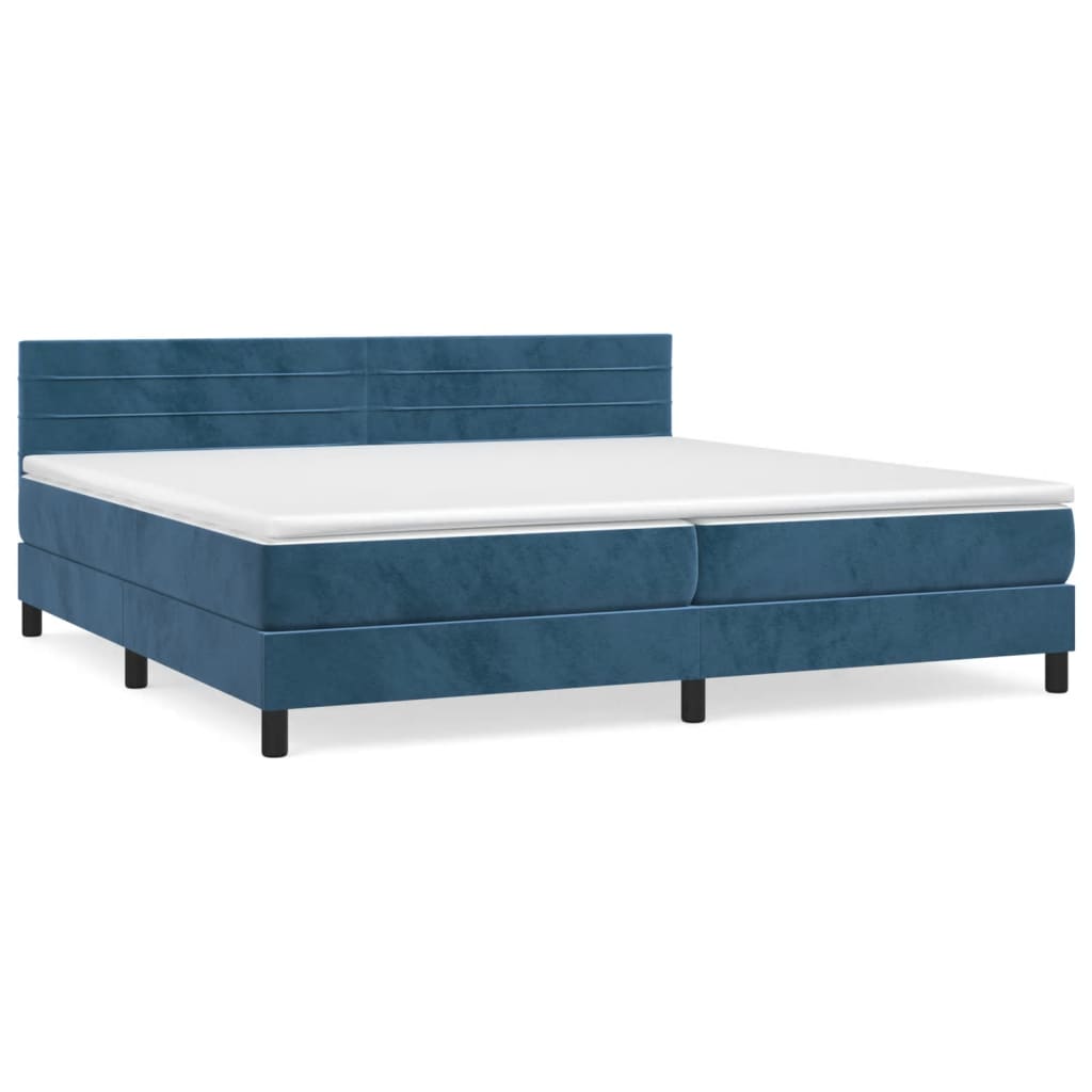 Sommier à lattes de lit et matelas Bleu foncé 200x200cm Velours - XIOS
