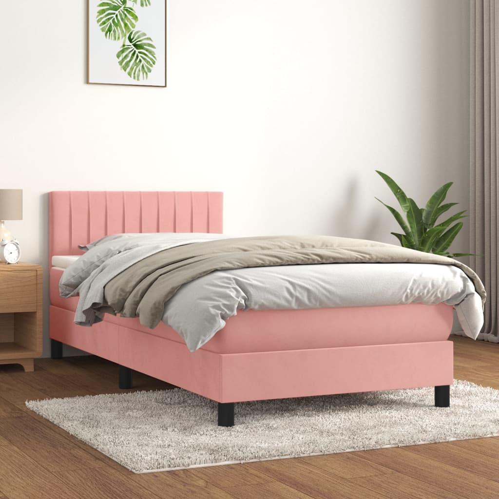 Sommier à lattes de lit avec matelas Rose 100x200 cm Velours - XIOS