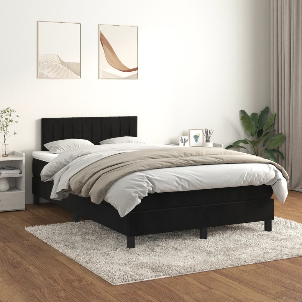 Sommier à lattes de lit avec matelas Noir 120x200 cm Velours - XIOS