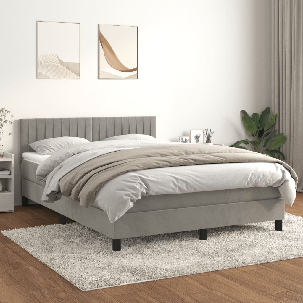 Sommier à lattes de lit et matelas Gris clair 140x190cm Velours - XIOS