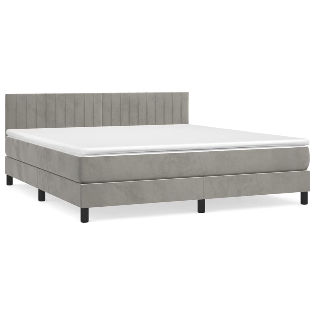 Sommier à lattes de lit et matelas Gris clair 160x200cm Velours - XIOS