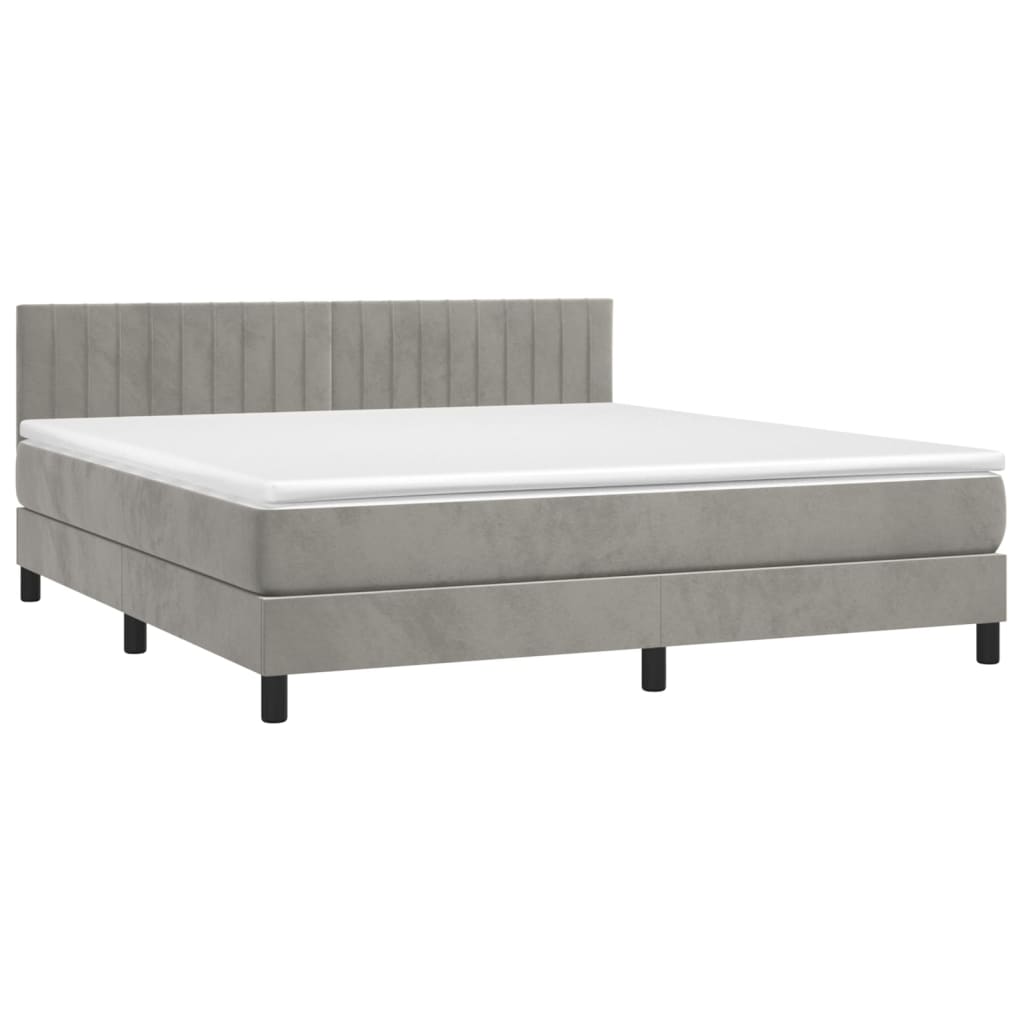 Sommier à lattes de lit et matelas Gris clair 160x200cm Velours - XIOS