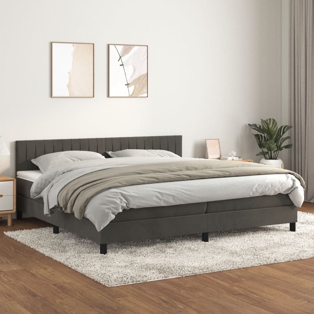 Sommier à lattes de lit et matelas Gris foncé 200x200cm Velours - XIOS