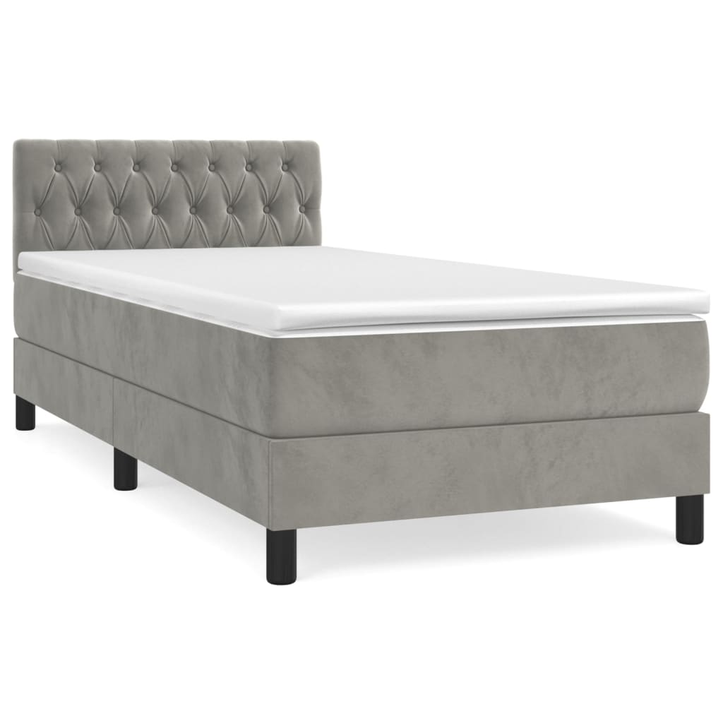 Sommier à lattes de lit et matelas Gris clair 90x190 cm Velours - XIOS
