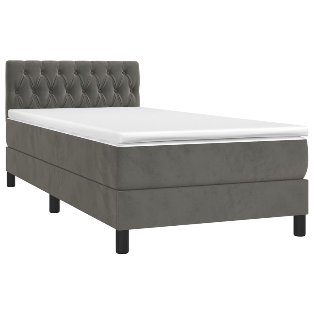 Sommier à lattes de lit et matelas Gris foncé 90x200 cm Velours - XIOS