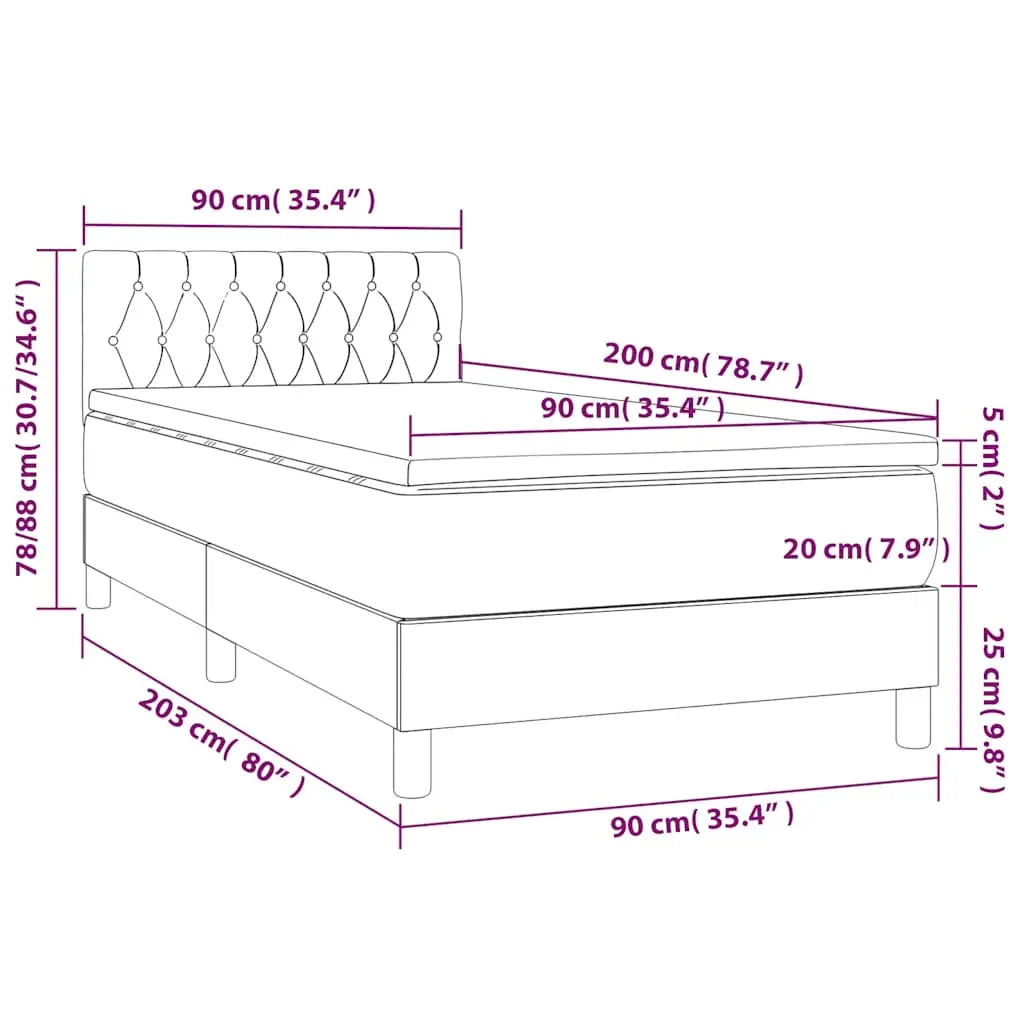 Sommier à lattes de lit avec matelas Noir 90x200 cm Velours - XIOS