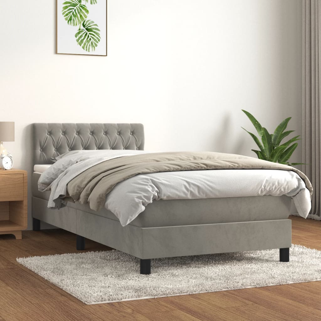 Sommier à lattes de lit et matelas Gris clair 100x200cm Velours - XIOS