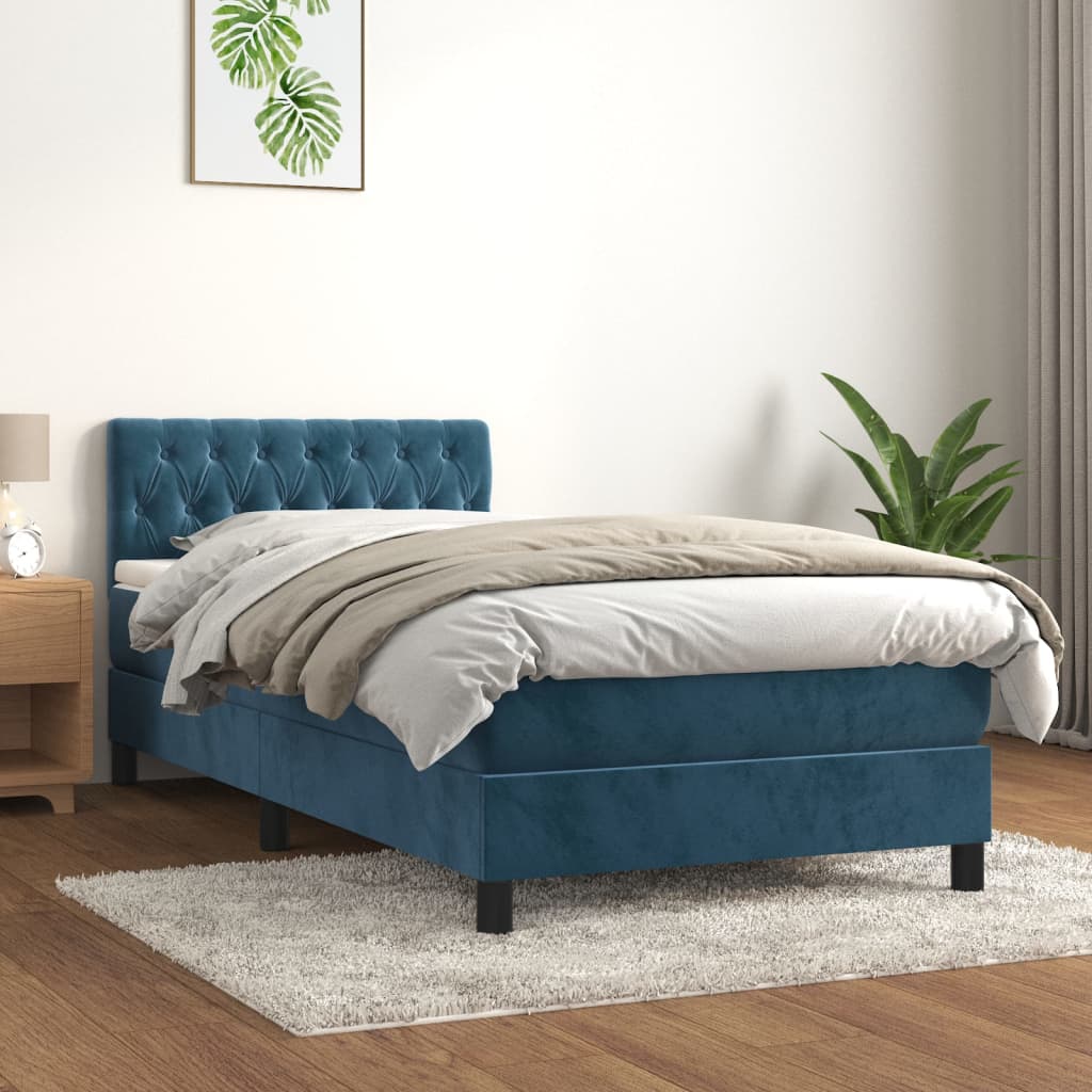 Sommier à lattes de lit avec matelas Bleu foncé 100x200 cm XIOS