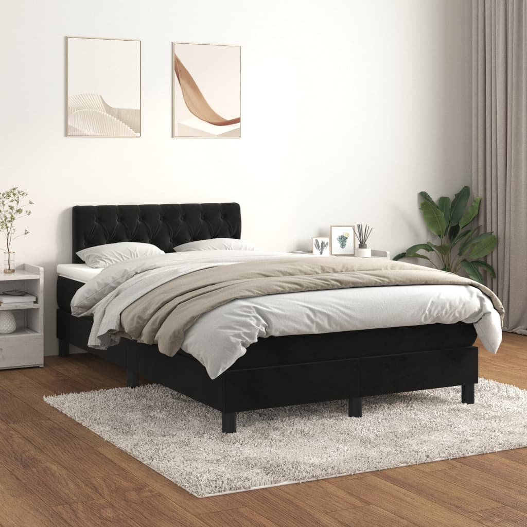 Sommier à lattes de lit avec matelas Noir 120x200 cm Velours - XIOS